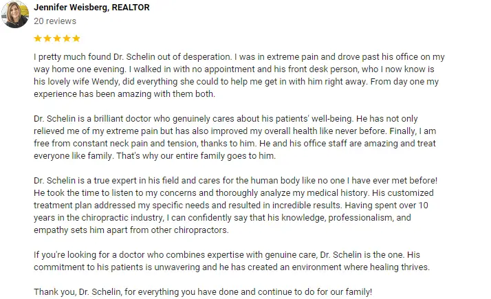 Chiropractic Coconut Creek FL Jennifer Weisberg Testimonial